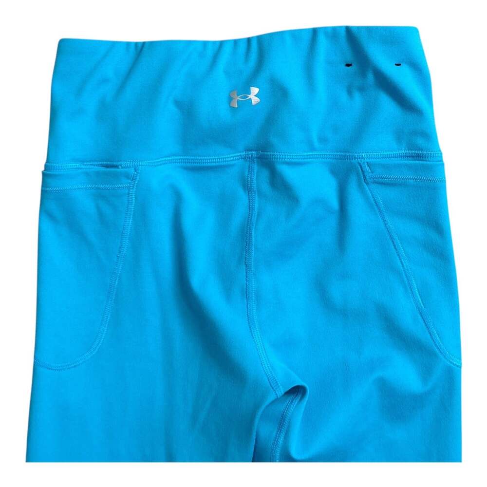 Under Armour Leggings Womens S Blue Black Fitted Side Stripe High Rise Pockets - Picture 4 of 6
